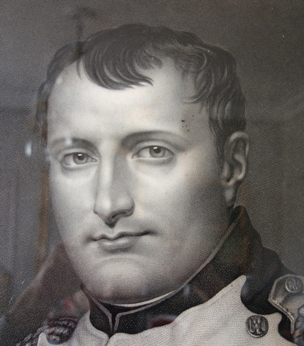 Portrait de l'Empereur Napoléon Ier - gravure d'époque Restauration - 72cm x 84cm