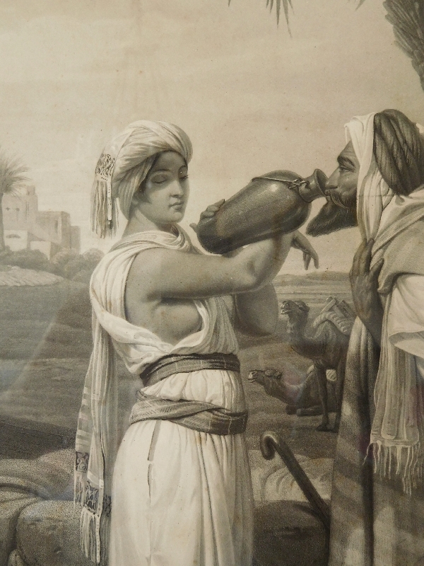 Orientalist engraving after Horace Vernet, gold leaf gilt wood frame, Empire period