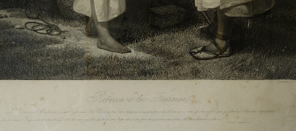 Gravure orientaliste d'après Horace Vernet, cadre en bois doré à la feuille d'or, époque Empire