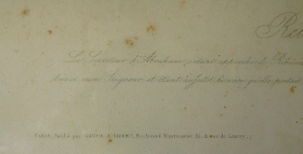 Gravure orientaliste d'après Horace Vernet, cadre en bois doré à la feuille d'or, époque Empire