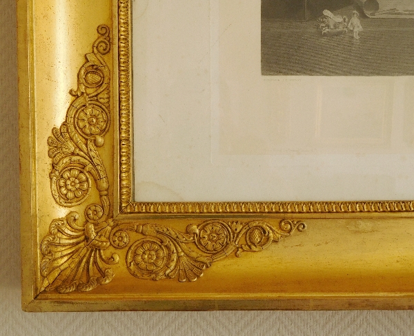 Large engraving : Napoleon consecration rehearsal, Empire gold leaf gilt wood frame