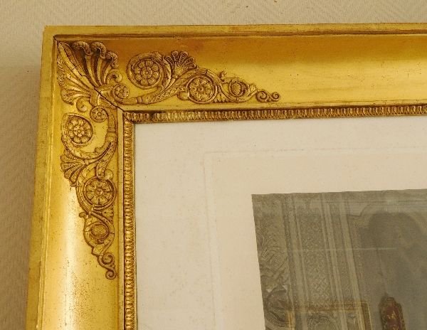 Large engraving : Napoleon consecration rehearsal, Empire gold leaf gilt wood frame