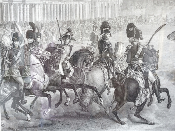 Large Empire engraving : General Bonaparte review after Isabey & Vernet work