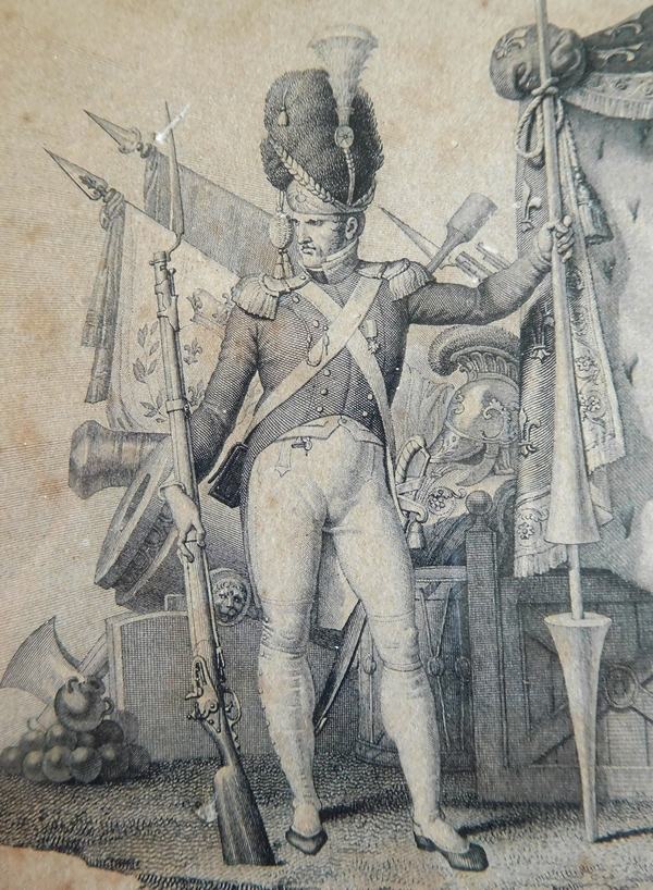 Les Grandes Armes de Louis XVIII Roi de France, gravure, souvenir historique royaliste