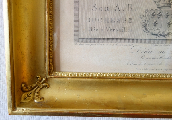 Duchess of Angouleme Dauphine of France, royalist engraving, gold leaf gilt wood frame