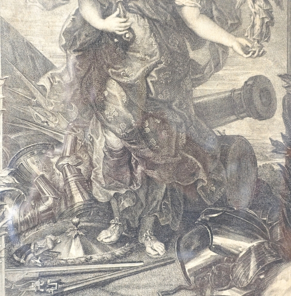 Gravure royaliste d'époque Louis XIII : allégorie du Royaume de France, début XVIIe siècle