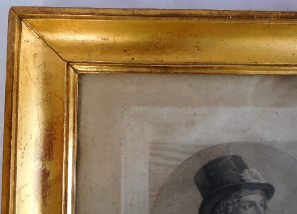 Gravure Henri de La Rochejacquelein, souvenir historique royaliste dans son cadre en bois doré