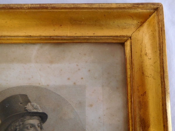 Henri de La Rochejacquelein portrait, royalist engraving, gold leaf gilt wood frame