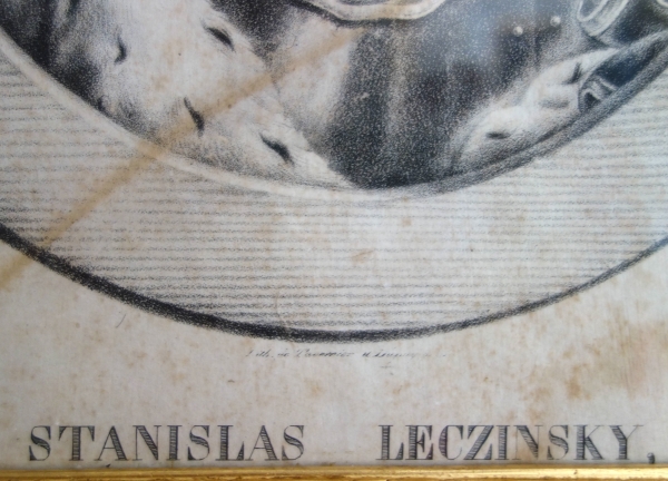 Portrait gravure de Stanislas Leczinsky, Roi de Pologne et Duc de Lorraine - cadre bois doré
