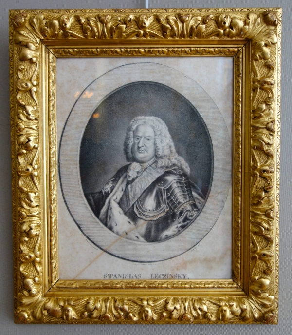 Portrait gravure de Stanislas Leczinsky, Roi de Pologne et Duc de Lorraine - cadre bois doré