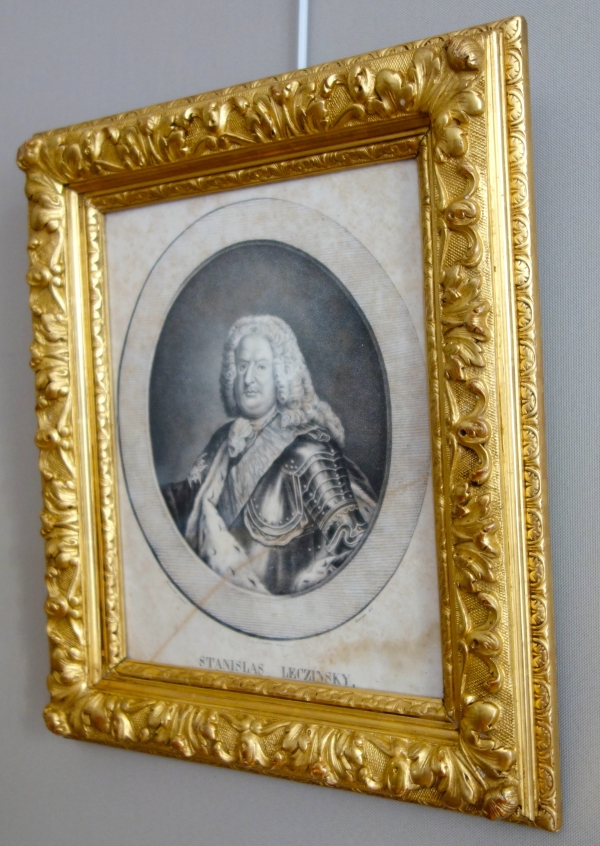 Portrait gravure de Stanislas Leczinsky, Roi de Pologne et Duc de Lorraine - cadre bois doré