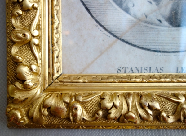 Portrait gravure de Stanislas Leczinsky, Roi de Pologne et Duc de Lorraine - cadre bois doré