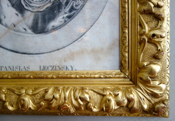 Portrait gravure de Stanislas Leczinsky, Roi de Pologne et Duc de Lorraine - cadre bois doré
