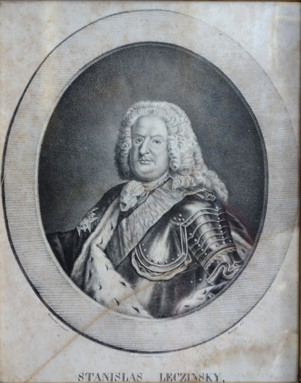 Portrait gravure de Stanislas Leczinsky, Roi de Pologne et Duc de Lorraine - cadre bois doré