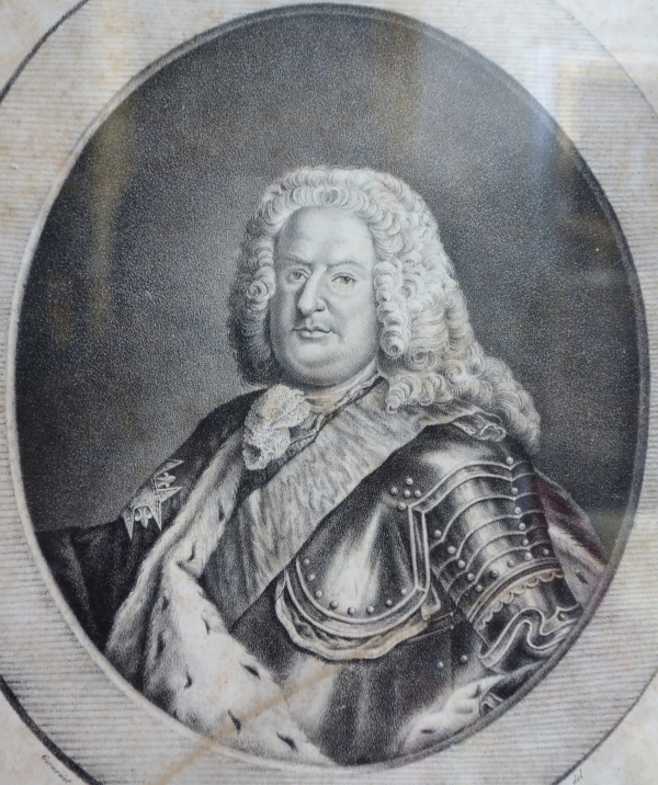 Portrait gravure de Stanislas Leczinsky, Roi de Pologne et Duc de Lorraine - cadre bois doré