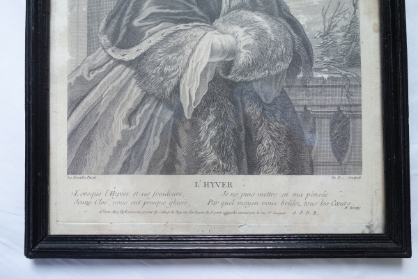 Série de 4 gravures d'époque Louis XV : les 4 saisons