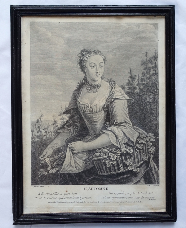 Série de 4 gravures d'époque Louis XV : les 4 saisons