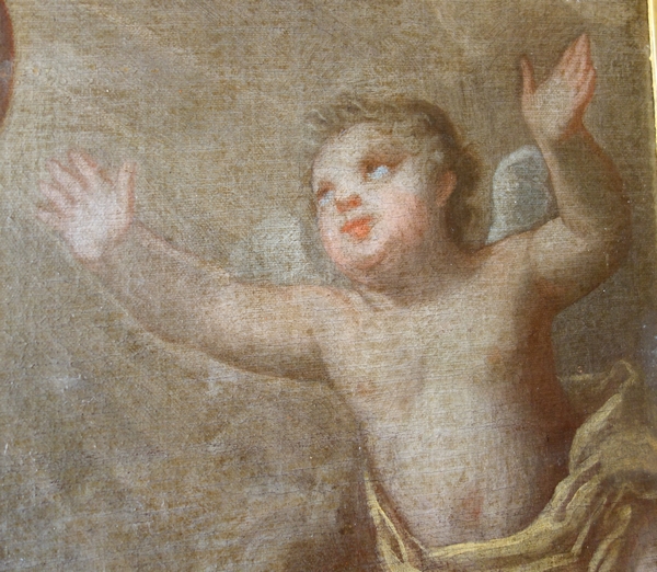 Early 18th century French school : Jesus Child in glory signed Pierre Staron, dated 1711