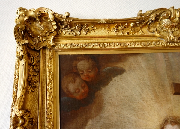 Early 18th century French school : Jesus Child in glory signed Pierre Staron, dated 1711