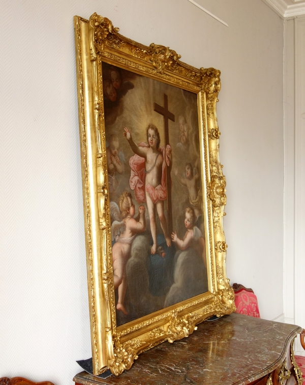 Early 18th century French school : Jesus Child in glory signed Pierre Staron, dated 1711