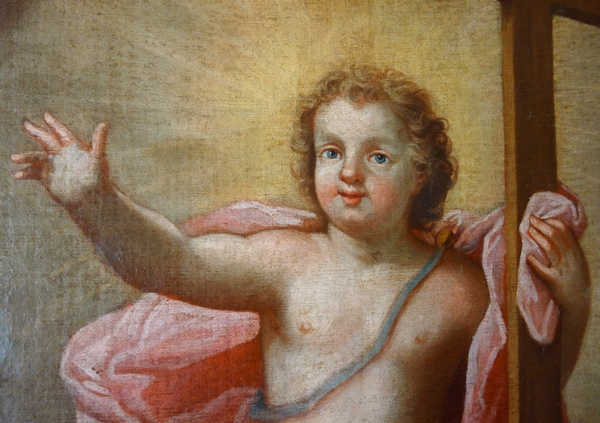 Early 18th century French school : Jesus Child in glory signed Pierre Staron, dated 1711