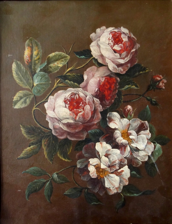 Ecole Française du début XVIIIe siècle, jeté de roses - tableau de fleurs - huile sur toile