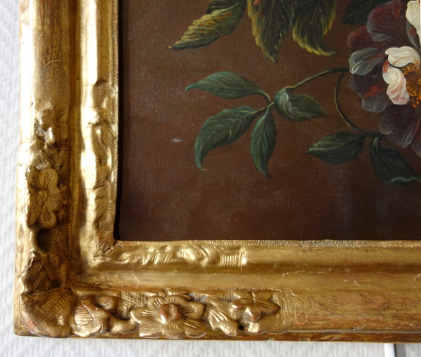 Early 18th century French school : bunch of roses painting - flowers