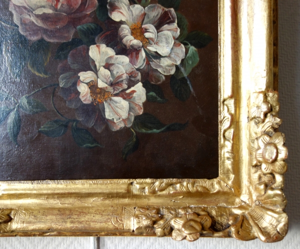 Early 18th century French school : bunch of roses painting - flowers