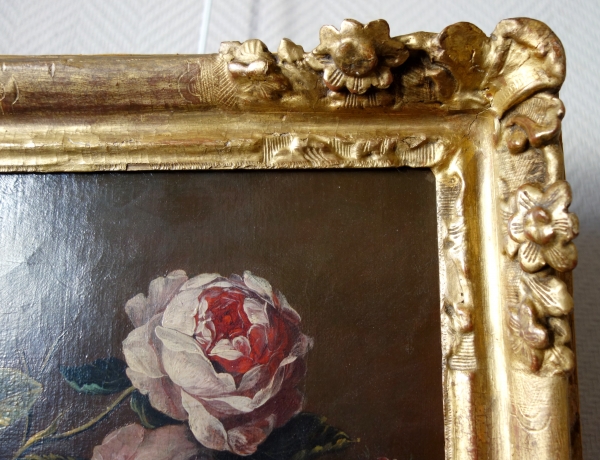 Early 18th century French school : bunch of roses painting - flowers