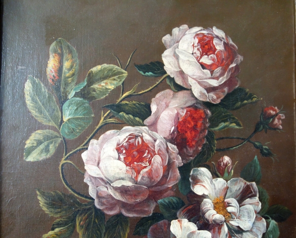 Ecole Française du début XVIIIe siècle, jeté de roses - tableau de fleurs - huile sur toile