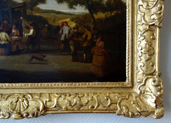 Ecole Flamande du XVIIIe siècle, kermesse de village, suiveur de David Teniers - 86,5cm x 71cm