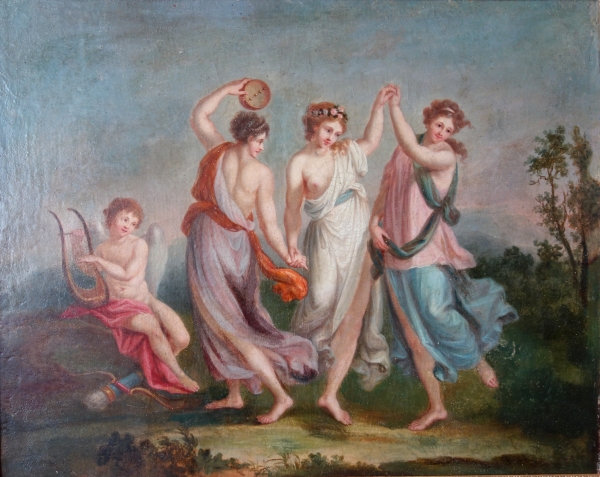 Early 19th century French School : The Three Graces, neoclassical allegorical scene, Empire Period