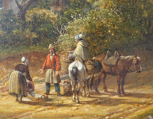 Louis Auguste Gerard : the fish merchant, oil on panel - 63.2cm x 54cm