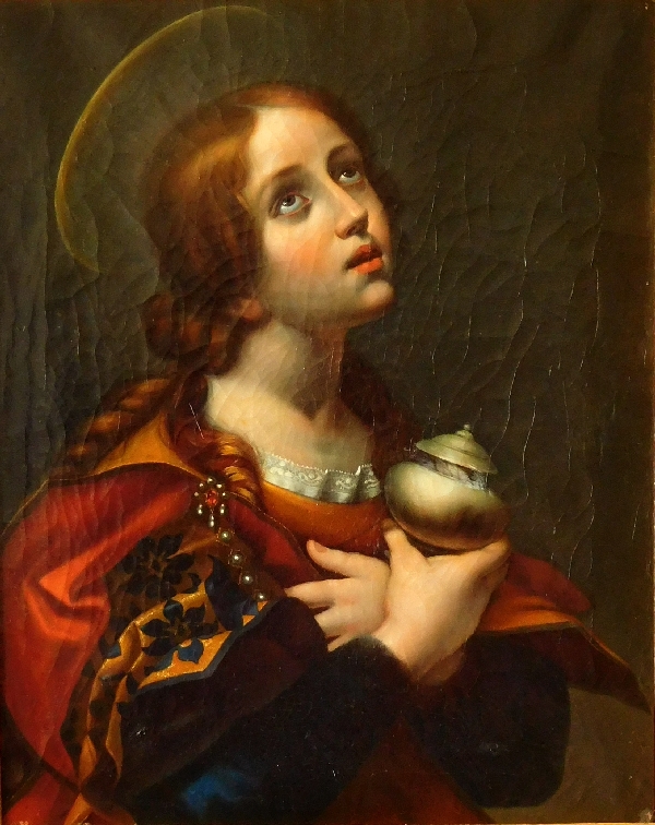 Ecole Italienne du XIXe siècle : Marie-Madeleine d'après Carlo Dolci - 102cm x 89cm 