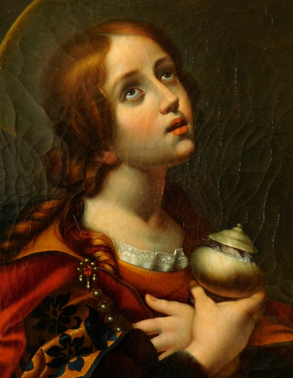 Ecole Italienne du XIXe siècle : Marie-Madeleine d'après Carlo Dolci - 102cm x 89cm 