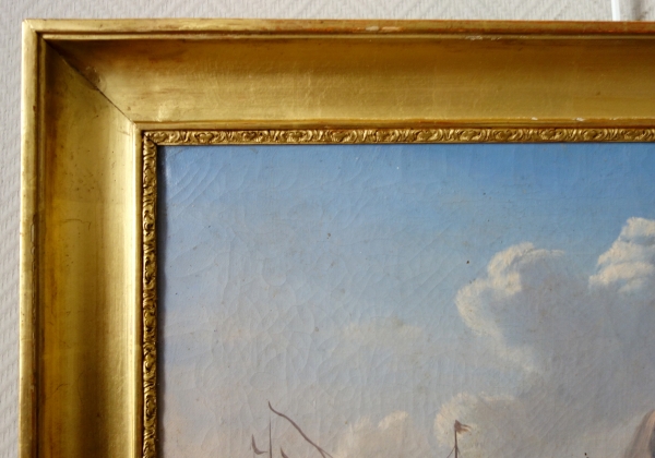 Ecole Française début XIXe siècle : marine dans le goût de Lacroix de Marseille - huile sur toile