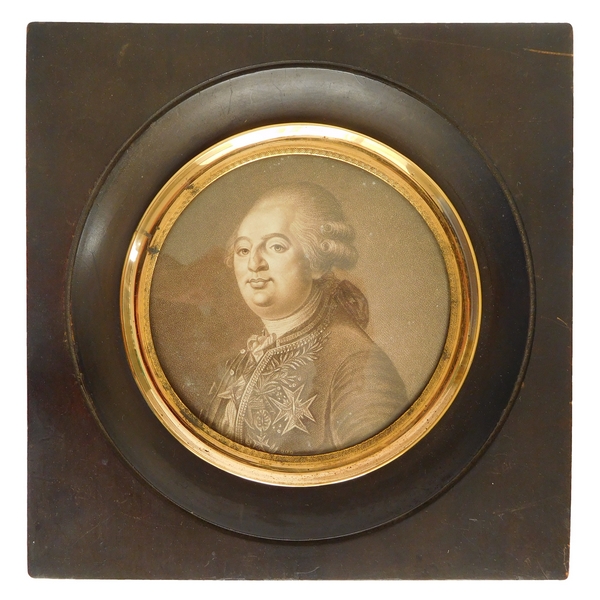 Royalist miniature - engraving, portrait of Louis XVI, early 19th century