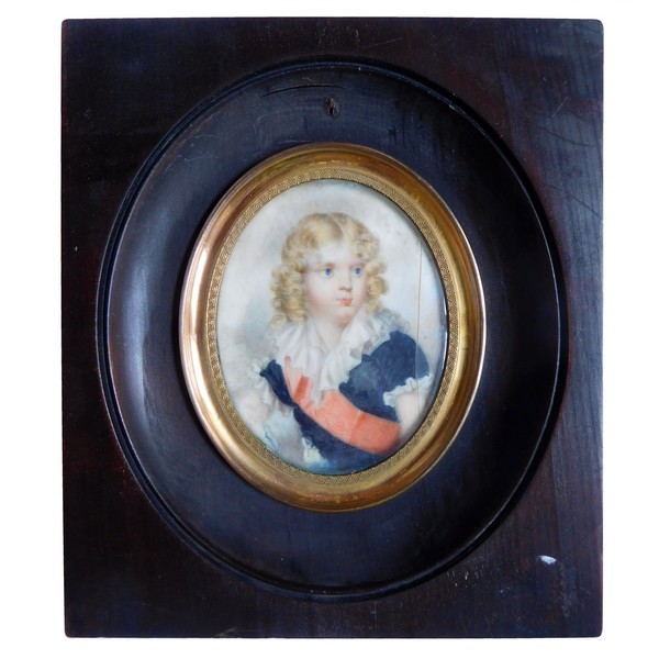 Miniature painting on ivory, portrait of Napoleon II King of Rome