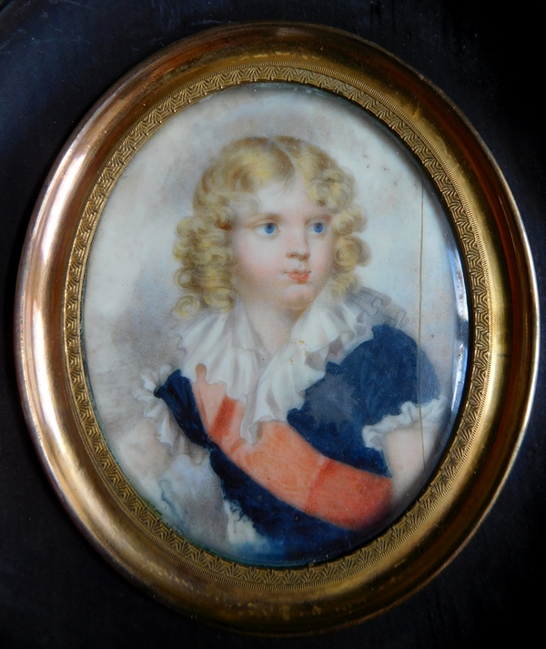 Miniature painting on ivory, portrait of Napoleon II King of Rome