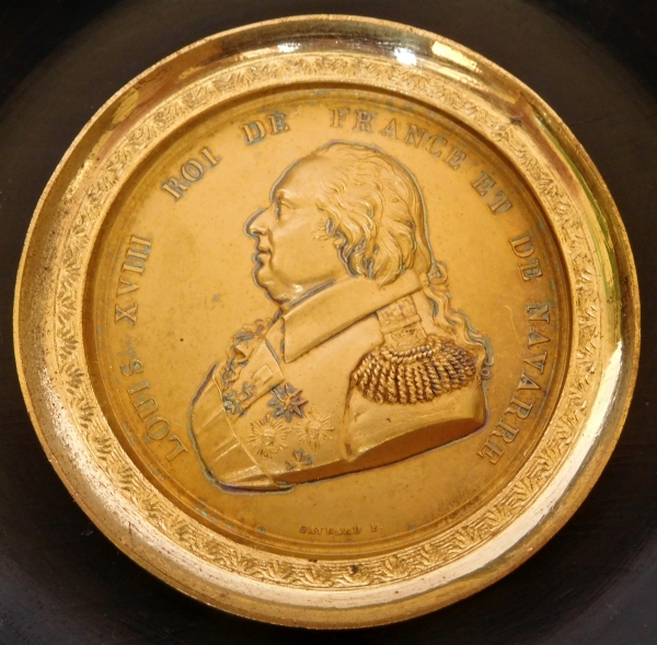 Miniature portrait of King Louis XVIII, gilt brass, 19th century