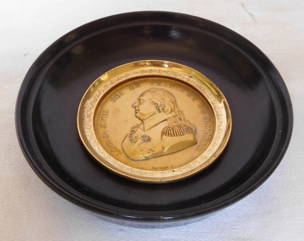 Miniature portrait of King Louis XVIII, gilt brass, 19th century