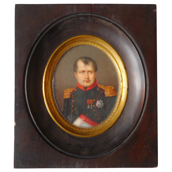 Portrait of Emperor Napoléon, miniature painting on ivory signed Francois Loritz - 1825