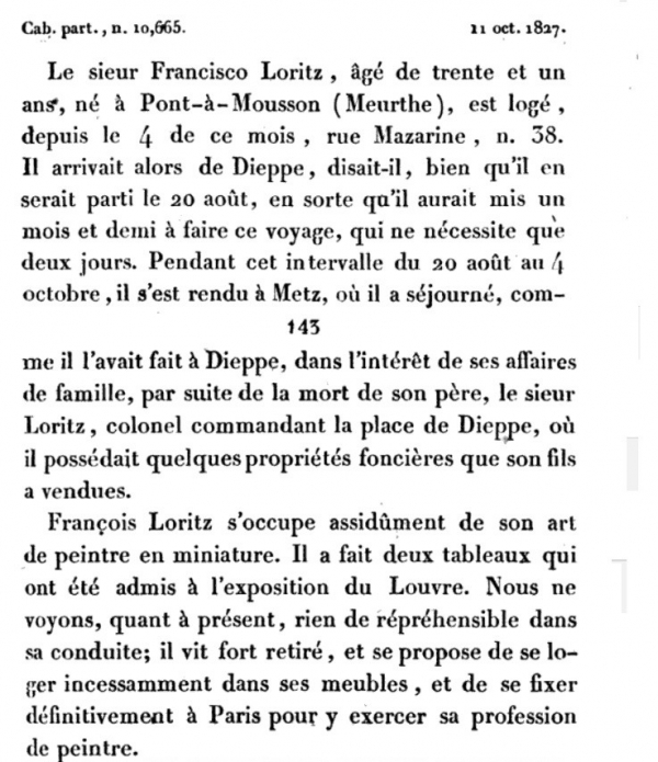 Portrait miniature séditieux de Napoléon Ier par François Loritz - 1825