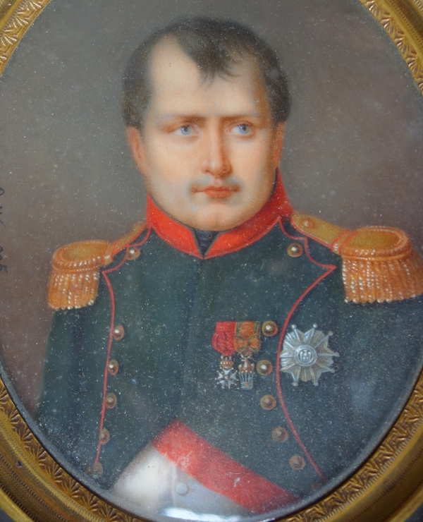 Portrait of Emperor Napoléon, miniature painting on ivory signed Francois Loritz - 1825