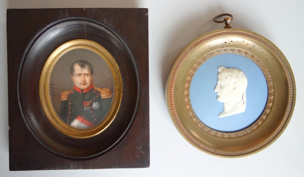 Portrait of Emperor Napoléon, miniature painting on ivory signed Francois Loritz - 1825