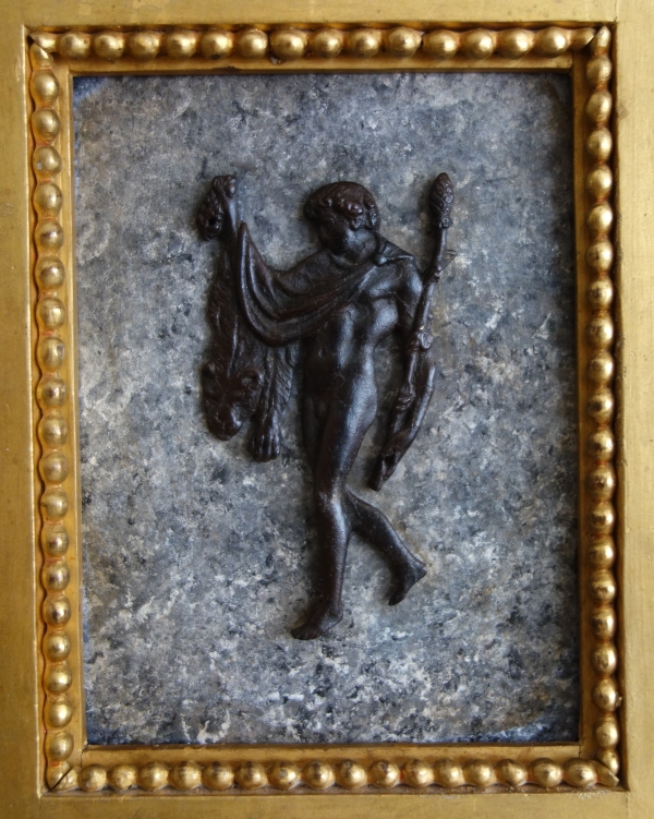 Grand Tour - pair of miniature bronzes picturing Apollo and Hercules, gilt wood frames