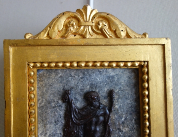 Grand Tour - pair of miniature bronzes picturing Apollo and Hercules, gilt wood frames