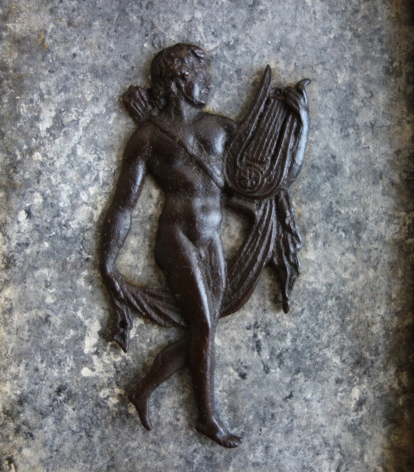 Grand Tour - pair of miniature bronzes picturing Apollo and Hercules, gilt wood frames