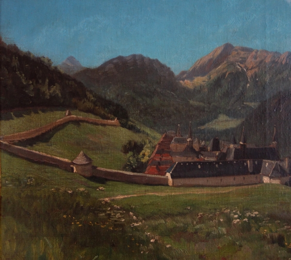 Ernest Victor Hareux : le Monastère de la Grande Chartreuse - école Dauphinoise du XIXe siècle