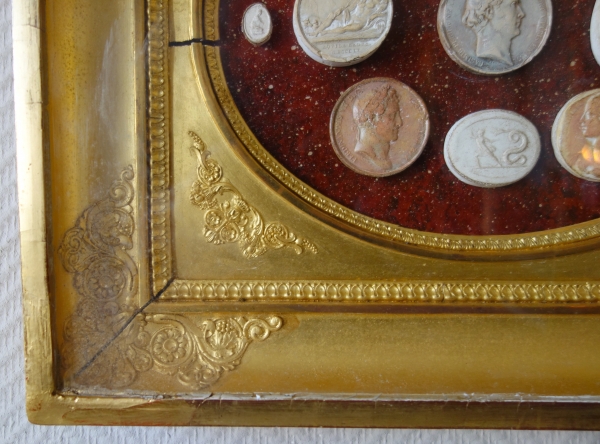 Souvenir of the Grand Tour, antique etch casts set into an Empire frame, 19th century